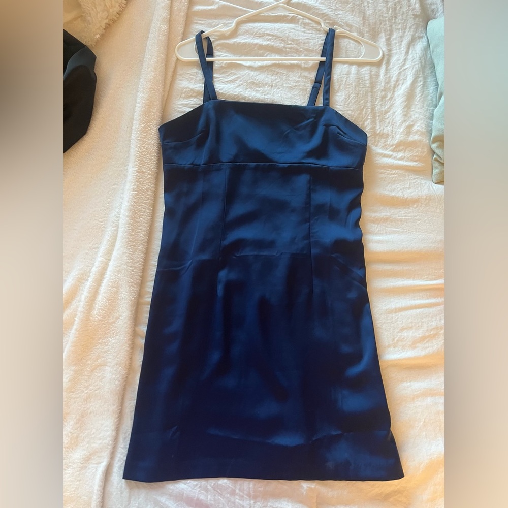 Navy blue urban outfitters silk dress